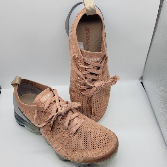 COPY - WOMEN'S NIKE VAPORMAX FLYKNIT 2 ROSE GOLD ATHLETIC SHOES SIZE 8 SUPER RA… - Picture 1 of 13